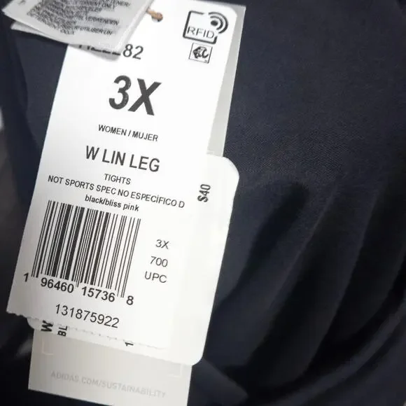 Adidas High Rise Tights Black Pink Tight Fit Size 3X Sporty Athleisure Gym - Picture 8 of 8